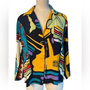 80’s Michaele Vollbrach silk graphic print blouse
